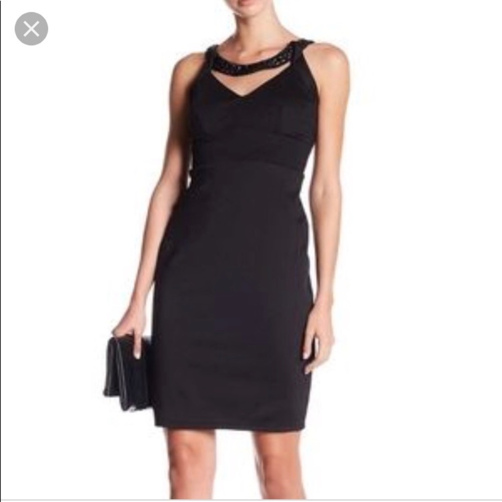 Marina - Embellished Crew Neck Solid Dress